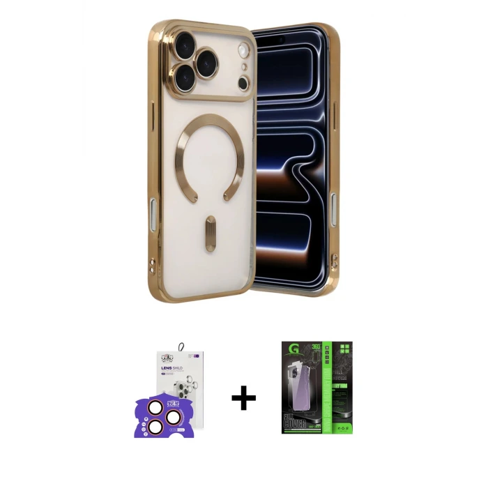 ieg™ iPhone 17 Pro Max Kılıf Nova Işık Özel Seri - Siyah 360 Mat Full Body Arka Koruyucu + Bilvis Titan Kamera Lens - TU
