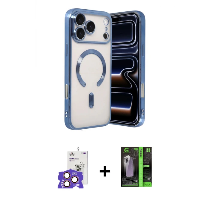 ieg™ iPhone 17 Pro Max Kılıf Nova Işık Özel Seri - Siyah 360 Mat Full Body Arka Koruyucu + Bilvis Titan Kamera Lens - TU
