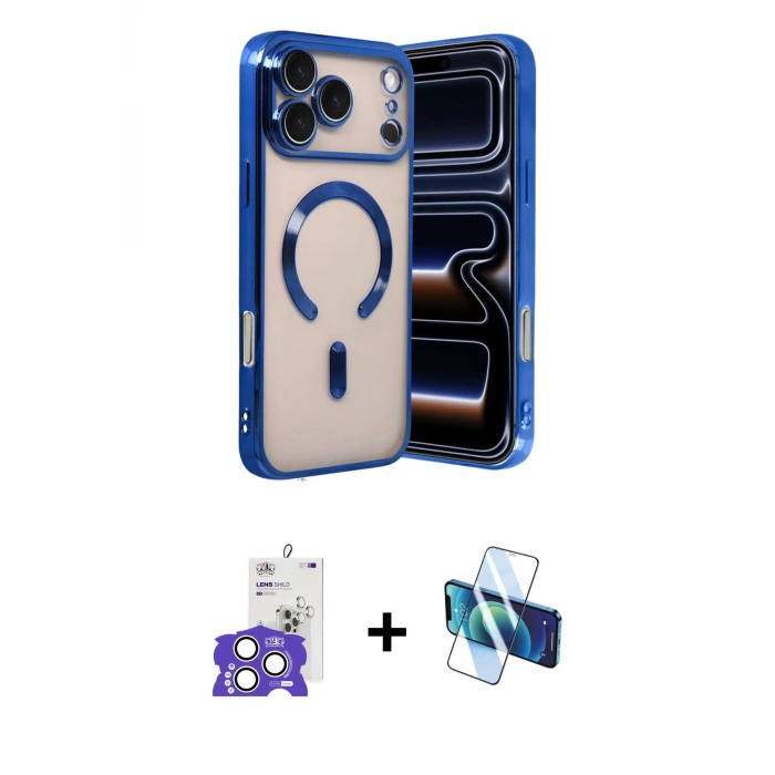 ieg™ iPhone 17 Pro Max Kılıf Nova Işık Özel Seri - Siyah 3D Antistatik Seramik Nano Ekran Koruyucu + Bilvis Titan Kamera Lens - GS