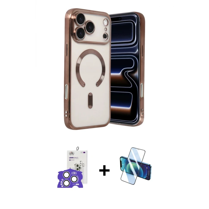 ieg™ iPhone 17 Pro Max Kılıf Nova Işık Özel Seri - Siyah 3D Antistatik Seramik Nano Ekran Koruyucu + Bilvis Titan Kamera Lens - GS