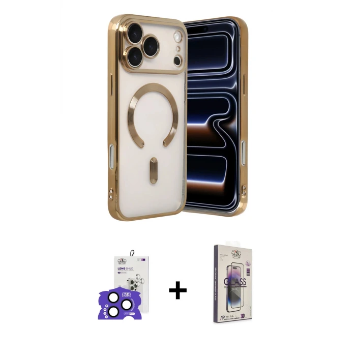 ieg™ iPhone 17 Pro Max Kılıf Nova Işık Özel Seri - Siyah Bilvis 3D Cam Ekran Koruyucu + Bilvis Titan Kamera Lens - LT