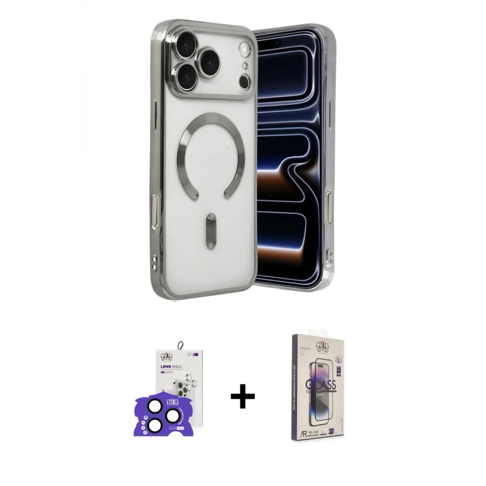 ieg™ iPhone 17 Pro Max Kılıf Nova Işık Özel Seri - Siyah Bilvis 3D Cam Ekran Koruyucu + Bilvis Titan Kamera Lens - LT