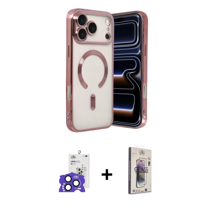 ieg™ iPhone 17 Pro Max Kılıf Nova Işık Özel Seri - Siyah Bilvis 3D Cam Ekran Koruyucu + Bilvis Titan Kamera Lens - LT