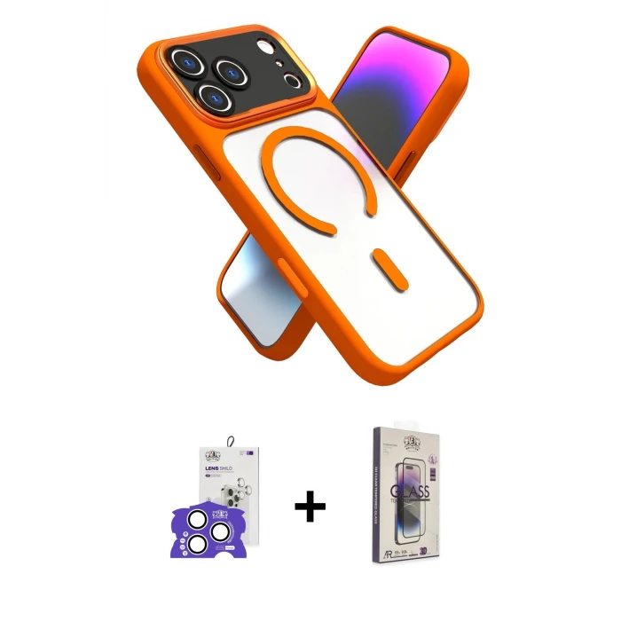 ieg™ iPhone 17 Pro Max Kılıf Nova Yansıma Serisi - Siyah Bilvis 3D Cam Ekran Koruyucu + Bilvis Titan Kamera Lens - GS