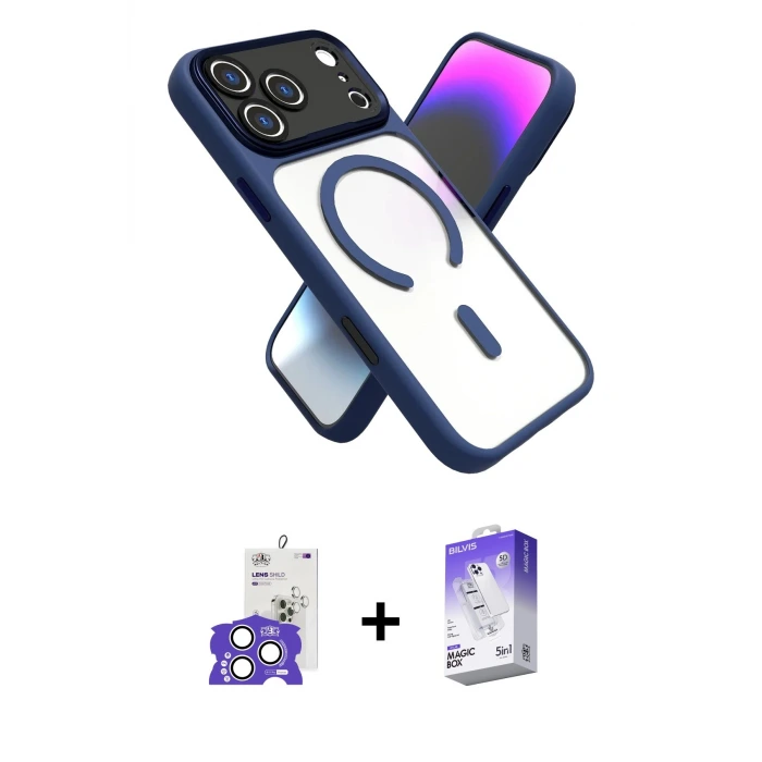 ieg™ iPhone 17 Pro Max Kılıf Nova Yansıma Serisi - Siyah Bilvis 5in1 3D Magic Cam Ekran Koruyucu + Bilvis Titan Kamera Lens - GS