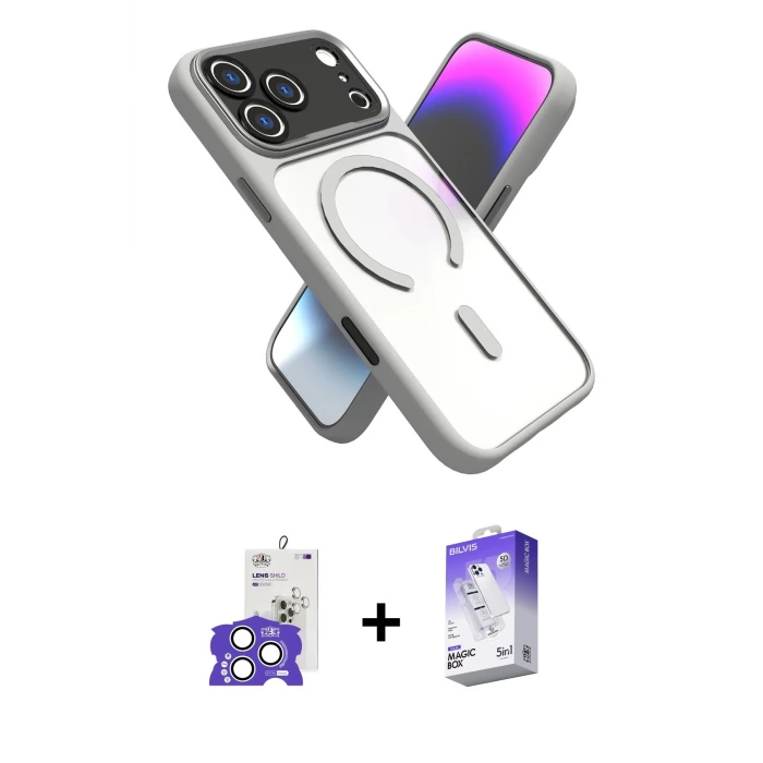 ieg™ iPhone 17 Pro Max Kılıf Nova Yansıma Serisi - Siyah Bilvis 5in1 3D Magic Cam Ekran Koruyucu + Bilvis Titan Kamera Lens - GS