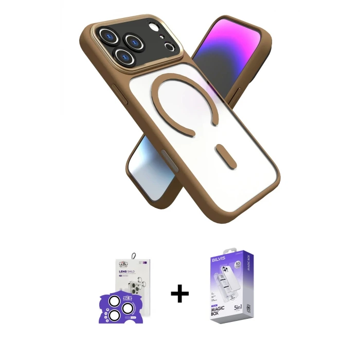 ieg™ iPhone 17 Pro Max Kılıf Nova Yansıma Serisi - Siyah Bilvis 5in1 3D Magic Cam Ekran Koruyucu + Bilvis Titan Kamera Lens - GS