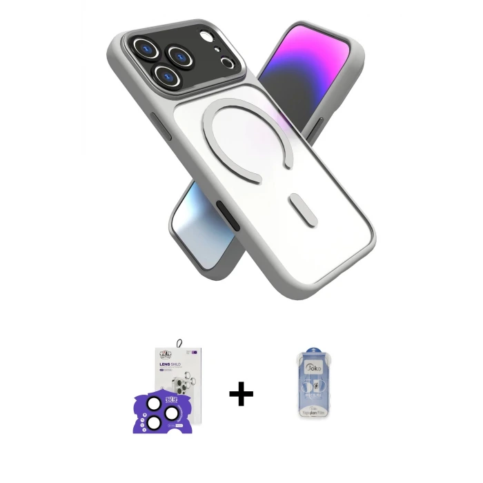 ieg™ iPhone 17 Pro Max Kılıf Nova Yansıma Serisi - Siyah Joko Magic 5D Cam + Bilvis Titan Kamera Lens - LT