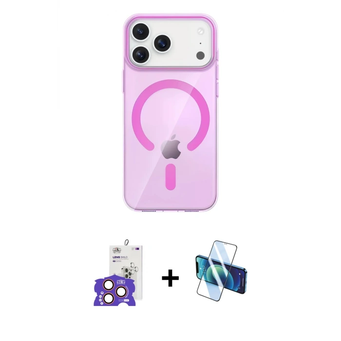 ieg™ iPhone 17 Pro Max Kılıf Pusula Form Özel Seri - Siyah 3D Antistatik Seramik Nano Ekran Koruyucu + Bilvis Titan Kamera Lens - TU