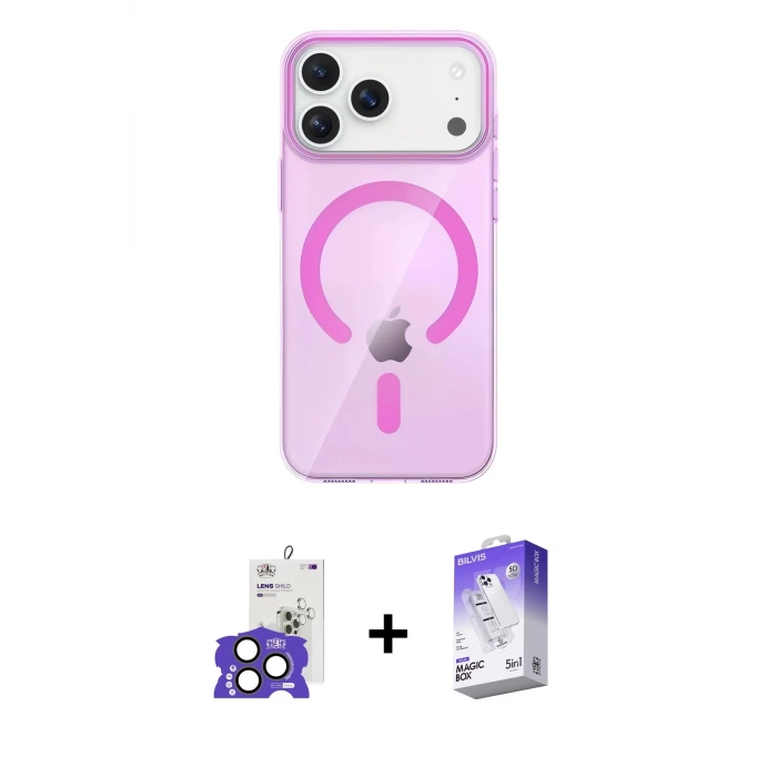 ieg™ iPhone 17 Pro Max Kılıf Pusula Form Özel Seri - Siyah Bilvis 5in1 3D Magic Cam Ekran Koruyucu + Bilvis Titan Kamera Lens - NLGY