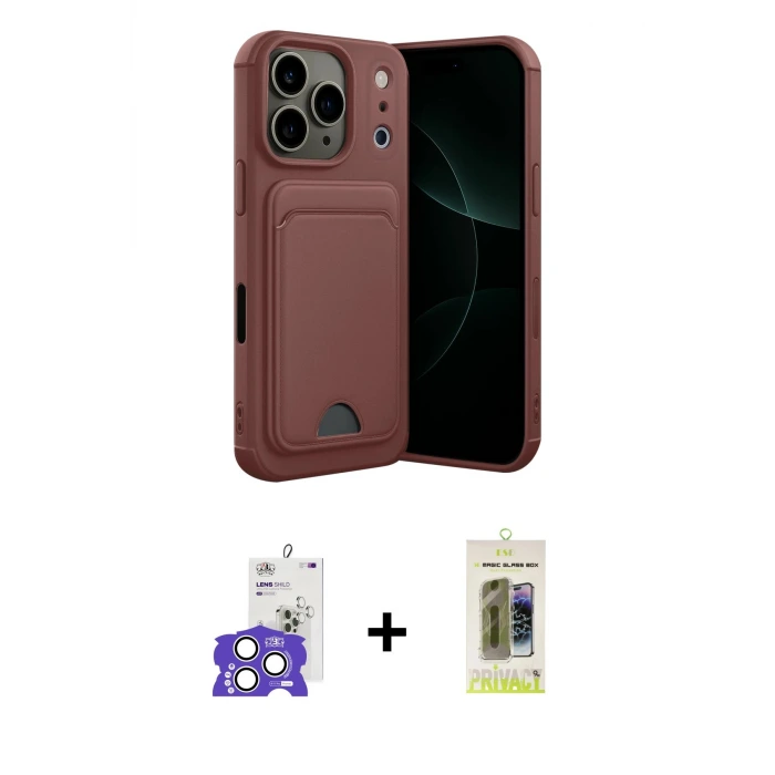 ieg™ iPhone 17 Pro Max Kılıf Vadi Çizgi Prime - Siyah Joko Magic 5D Hayalet Cam + Bilvis Titan Kamera Lens - GS
