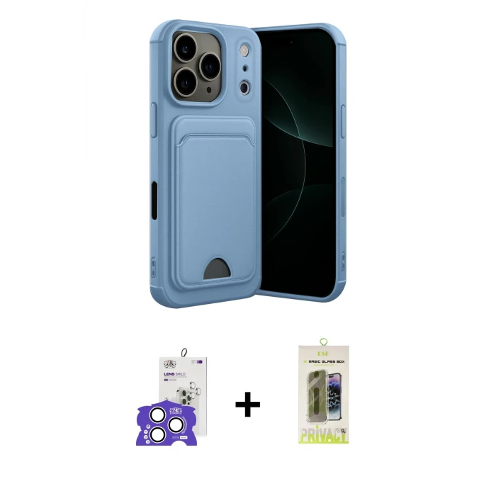 ieg™ iPhone 17 Pro Max Kılıf Vadi Çizgi Prime - Siyah Joko Magic 5D Hayalet Cam + Bilvis Titan Kamera Lens - GS