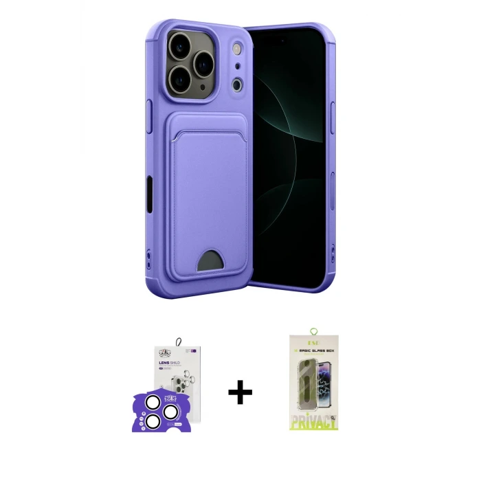 ieg™ iPhone 17 Pro Max Kılıf Vadi Çizgi Prime - Siyah Joko Magic 5D Hayalet Cam + Bilvis Titan Kamera Lens - GS