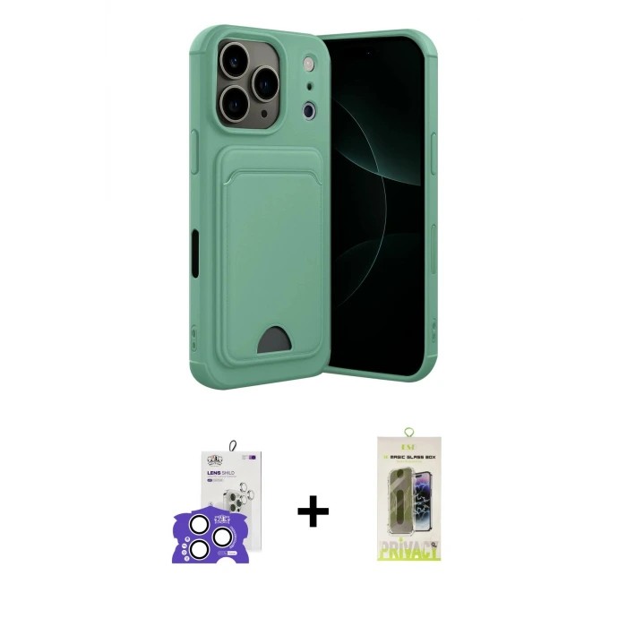 ieg™ iPhone 17 Pro Max Kılıf Vadi Çizgi Prime - Siyah Joko Magic 5D Hayalet Cam + Bilvis Titan Kamera Lens - GS