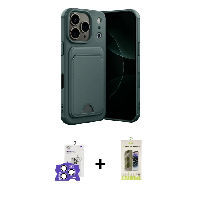 ieg™ iPhone 17 Pro Max Kılıf Vadi Çizgi Prime - Siyah Joko Magic 5D Hayalet Cam + Bilvis Titan Kamera Lens - GS