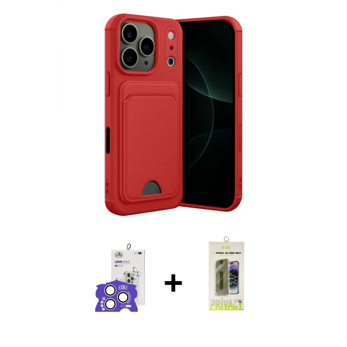 ieg™ iPhone 17 Pro Max Kılıf Vadi Çizgi Prime - Siyah Joko Magic 5D Hayalet Cam + Bilvis Titan Kamera Lens - GS