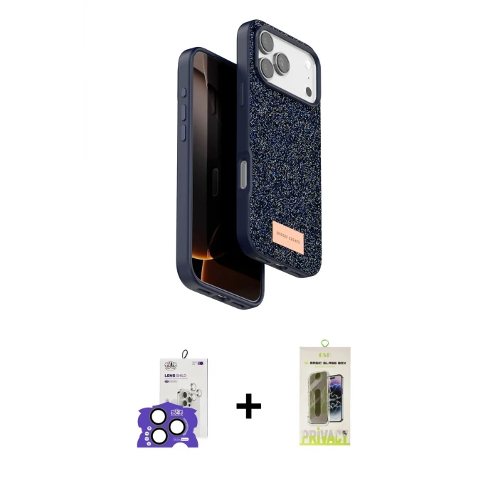 ieg™ iPhone 17 Pro Max Kılıf Vadi Klasik Serisi - Siyah Joko Magic 5D Hayalet Cam + Bilvis Titan Kamera Lens - NLGY
