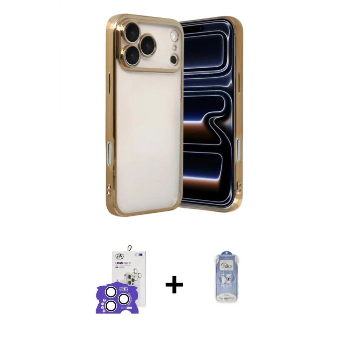 ieg™ iPhone 17 Pro Max Kılıf Vadi Minimal - Siyah Joko Magic 5D Cam + Bilvis Titan Kamera Lens - GS