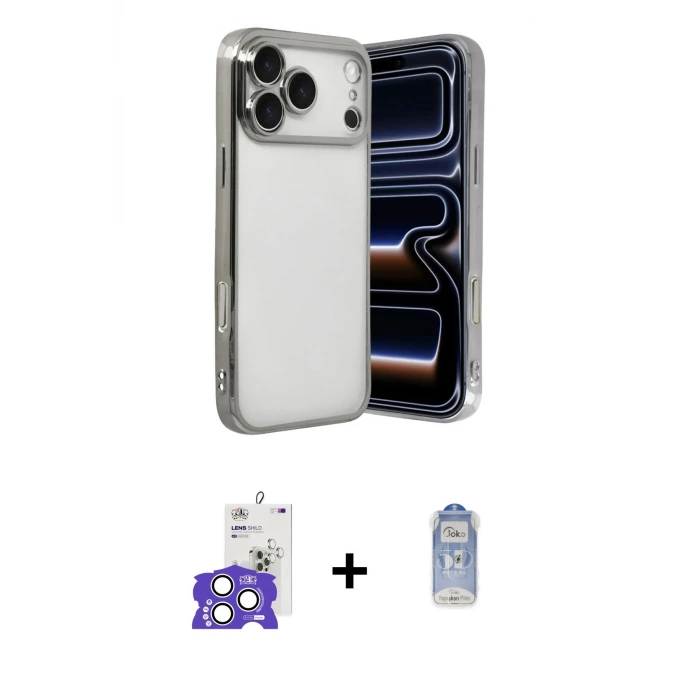 ieg™ iPhone 17 Pro Max Kılıf Vadi Minimal - Siyah Joko Magic 5D Cam + Bilvis Titan Kamera Lens - GS