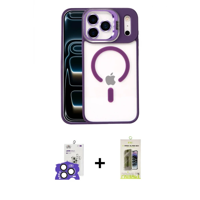 ieg™ iPhone 17 Pro Max Kılıf Yadigar Asil Koleksiyonu - Siyah Joko Magic 5D Hayalet Cam + Bilvis Titan Kamera Lens - NLGY