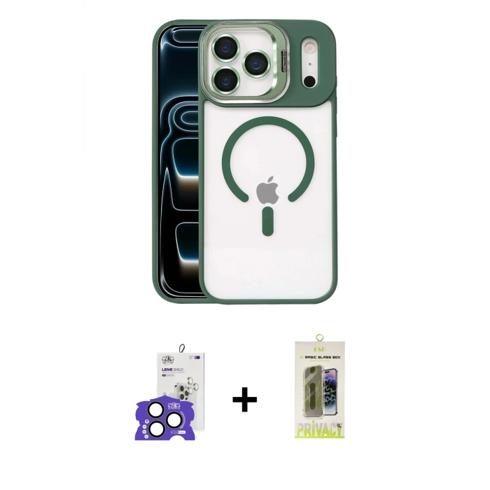 ieg™ iPhone 17 Pro Max Kılıf Yadigar Asil Koleksiyonu - Siyah Joko Magic 5D Hayalet Cam + Bilvis Titan Kamera Lens - NLGY