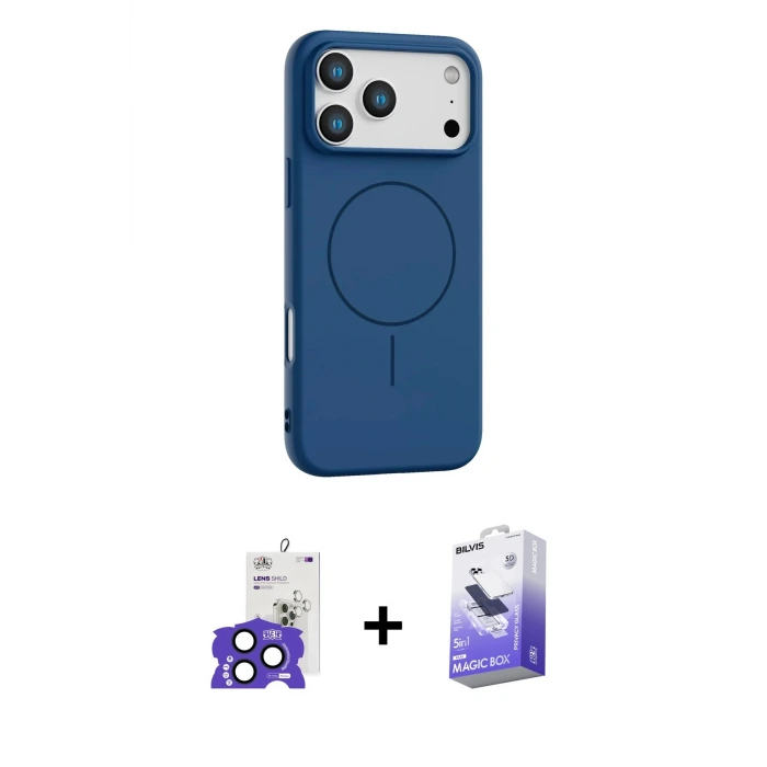 ieg™ iPhone 17 Pro Max Kılıf Yankı Form Serisi - Siyah Bilvis 5in1 5D Magic Hayalet Cam Ekran Koruyucu + Bilvis Titan Kamera Lens - LT