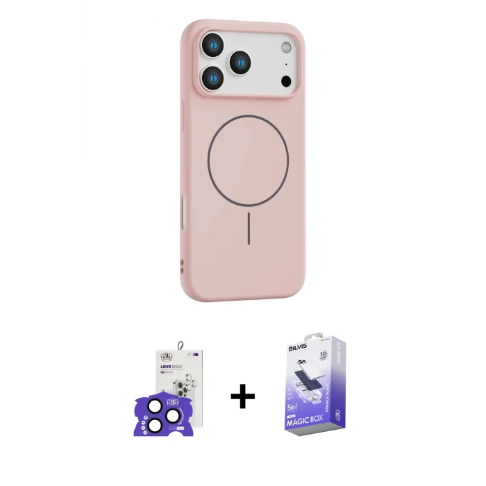 ieg™ iPhone 17 Pro Max Kılıf Yankı Form Serisi - Siyah Bilvis 5in1 5D Magic Hayalet Cam Ekran Koruyucu + Bilvis Titan Kamera Lens - LT