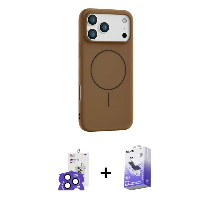 ieg™ iPhone 17 Pro Max Kılıf Yankı Form Serisi - Siyah Bilvis 5in1 5D Magic Hayalet Cam Ekran Koruyucu + Bilvis Titan Kamera Lens - LT