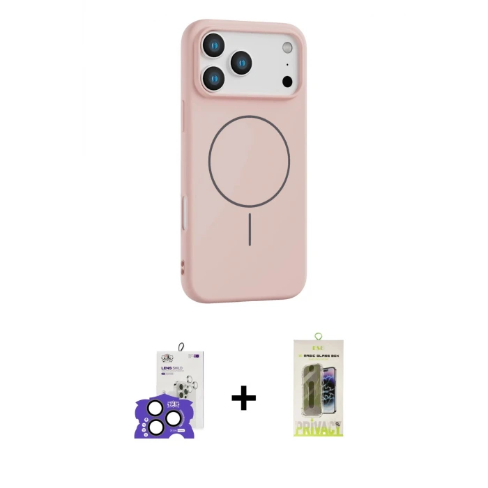 ieg™ iPhone 17 Pro Max Kılıf Yankı Form Serisi - Siyah Joko Magic 5D Hayalet Cam + Bilvis Titan Kamera Lens - NLGY
