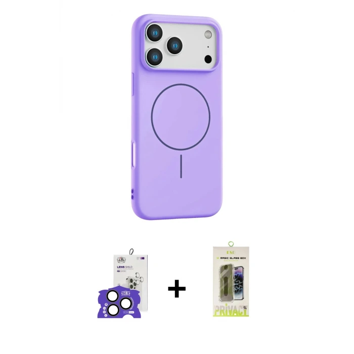 ieg™ iPhone 17 Pro Max Kılıf Yankı Form Serisi - Siyah Joko Magic 5D Hayalet Cam + Bilvis Titan Kamera Lens - NLGY