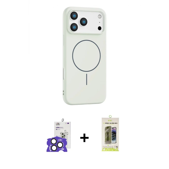 ieg™ iPhone 17 Pro Max Kılıf Yankı Form Serisi - Siyah Joko Magic 5D Hayalet Cam + Bilvis Titan Kamera Lens - NLGY
