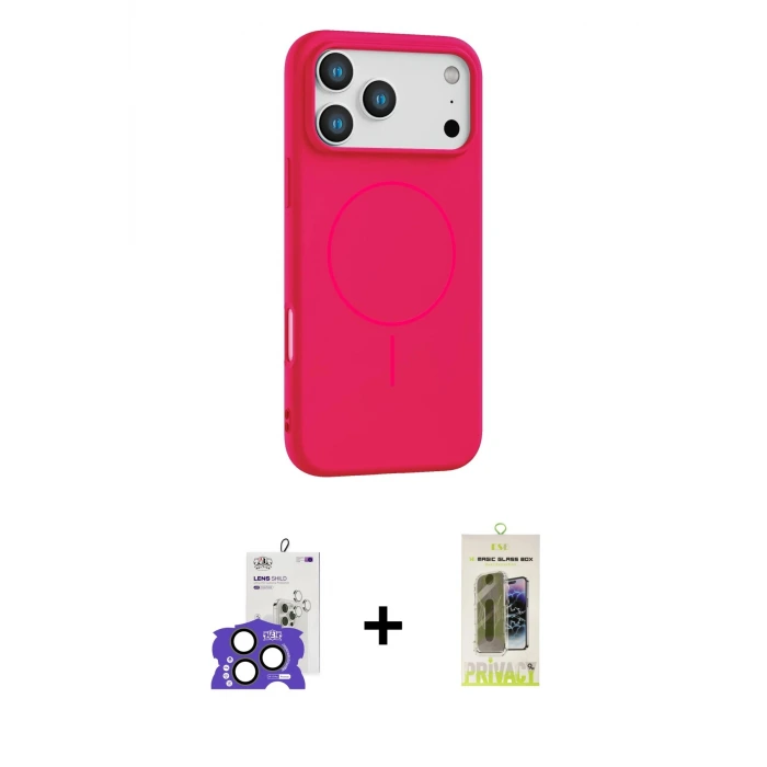 ieg™ iPhone 17 Pro Max Kılıf Yankı Form Serisi - Siyah Joko Magic 5D Hayalet Cam + Bilvis Titan Kamera Lens - NLGY