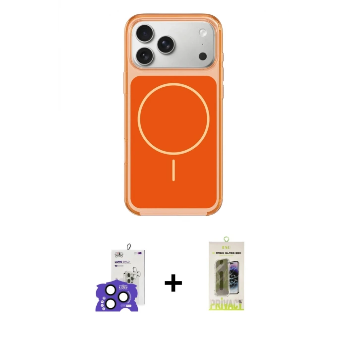 ieg™ iPhone 17 Pro Max Kılıf Yankı Minimal Serisi - Siyah Joko Magic 5D Hayalet Cam + Bilvis Titan Kamera Lens - LT