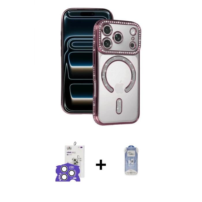 ieg™ iPhone 17 Pro Max Kılıf Zirve Doku Prime - Siyah Joko Magic 5D Cam + Bilvis Titan Kamera Lens - GS