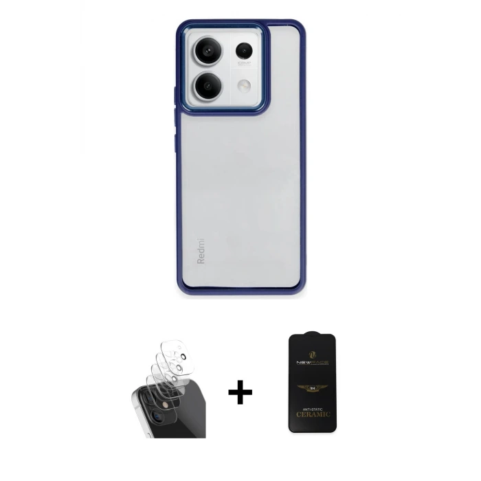 ieg™ Redmi Note 13 Pro 4G Kılıf Nova Işık Serisi - Siyah 6D Antistatik Mat Seramik Hayalet Nano Ekran Koruyucu + Kamera Lens Koruma Cam - SF