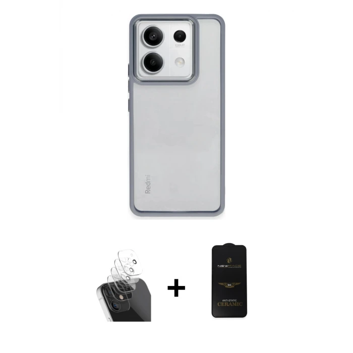 ieg™ Redmi Note 13 Pro 4G Kılıf Nova Işık Serisi - Siyah 6D Antistatik Mat Seramik Hayalet Nano Ekran Koruyucu + Kamera Lens Koruma Cam - SF