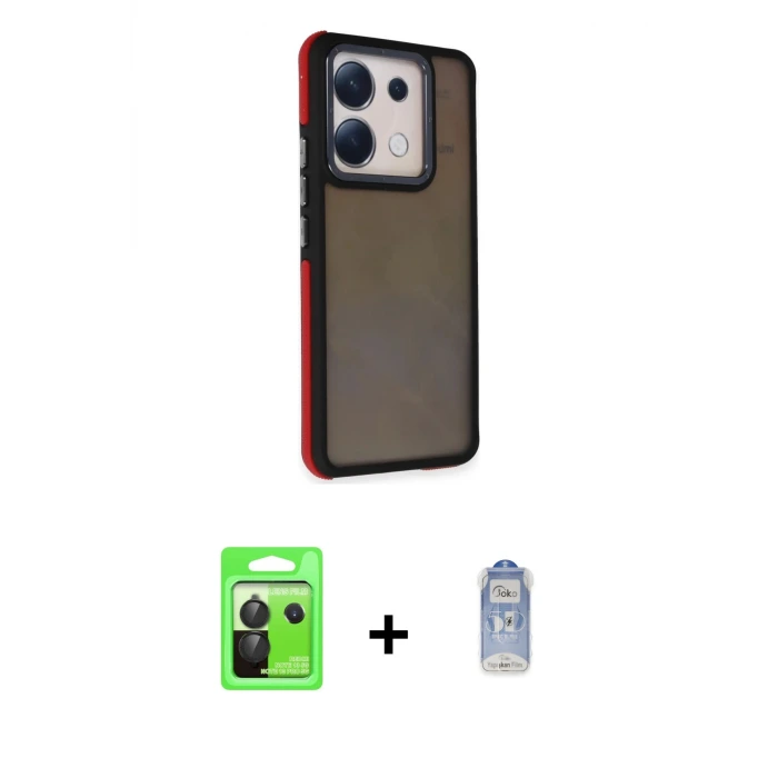 ieg™ Redmi Note 13 Pro 5G Kılıf Eksen Işık - Siyah Joko Magic 5D Cam + Raze Metal Kamera Lens - SH