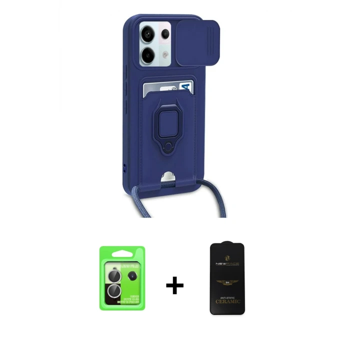 ieg™ Redmi Note 13 Pro 5G Kılıf Vadi Form Prime - Siyah 6D Antistatik Mat Seramik Hayalet Nano Ekran Koruyucu + Raze Metal Kamera Lens - GS