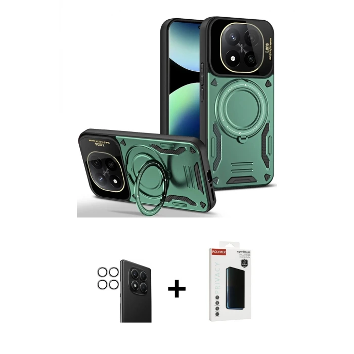 ieg™ Redmi Note 14 Pro 4G Kılıf Kıvılcım Modern Serisi - Şeffaf Hayalet Polymer Nano Ekran Koruyucu + PVD Metal Kamera Lens - GS