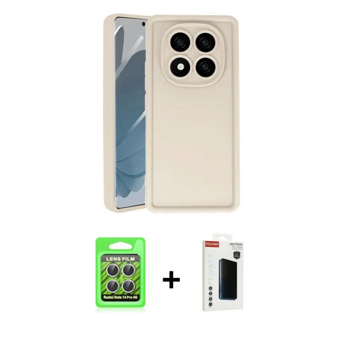 ieg™ Redmi Note 14 Pro 4G Kılıf Yankı Yansıma Özel Seri - Şeffaf Hayalet Polymer Nano Ekran Koruyucu + Raze Metal Kamera Lens - GS
