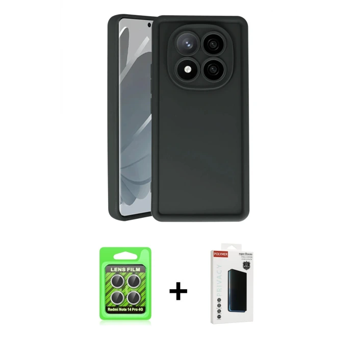 ieg™ Redmi Note 14 Pro 4G Kılıf Yankı Yansıma Özel Seri - Şeffaf Hayalet Polymer Nano Ekran Koruyucu + Raze Metal Kamera Lens - GS