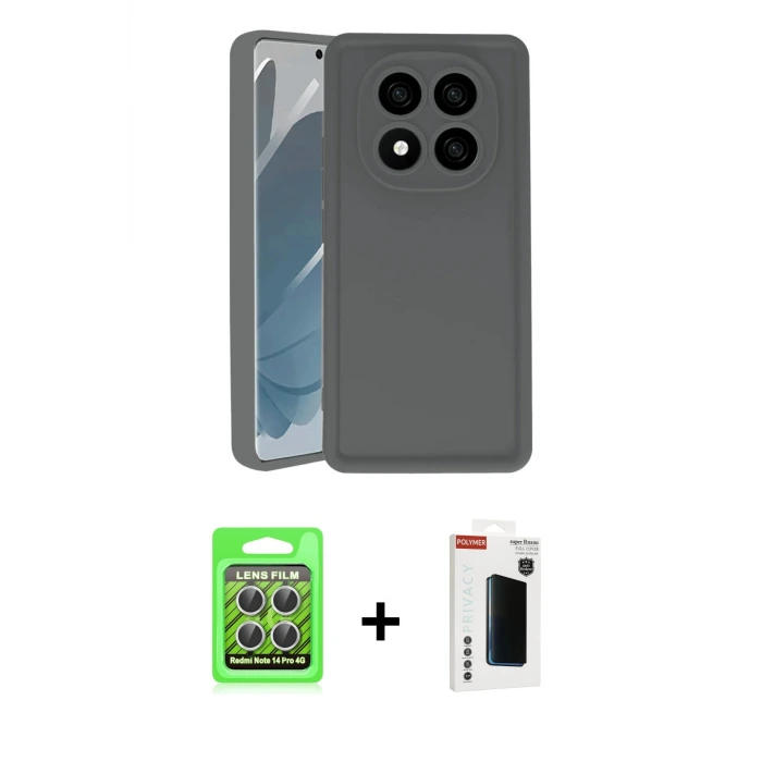 ieg™ Redmi Note 14 Pro 4G Kılıf Yankı Yansıma Özel Seri - Şeffaf Hayalet Polymer Nano Ekran Koruyucu + Raze Metal Kamera Lens - GS