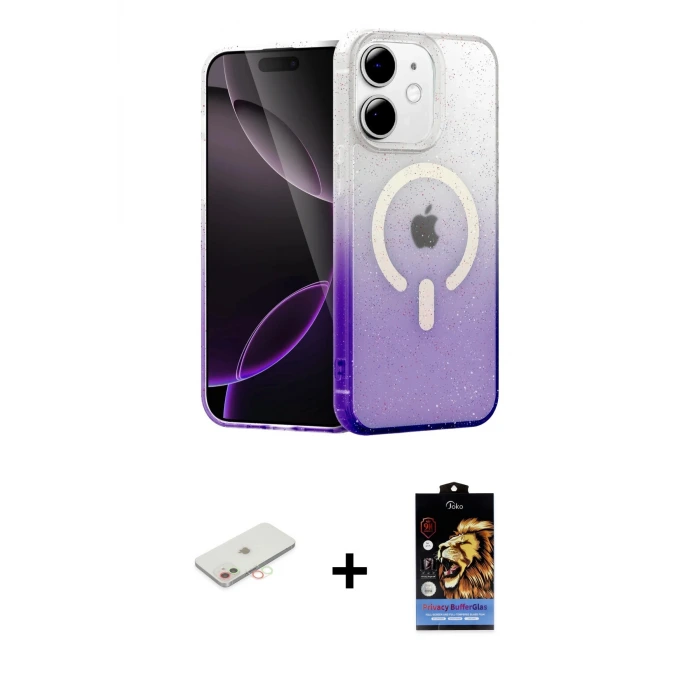 iPhone 11 Kılıf Eksen Minimal Özel Seri - Siyah Buffer Hayalet Cam Ekran Koruyucu + Renkli Kamera Lens Koruma Cam - YL
