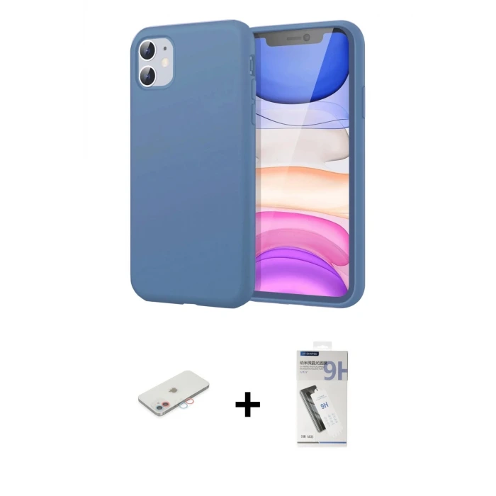iPhone 11 Kılıf Kozmos Yansıma Özel Seri - Şeffaf Uv Polymer Nano Ekran Koruyucu + Renkli Kamera Lens Koruma Cam - PE