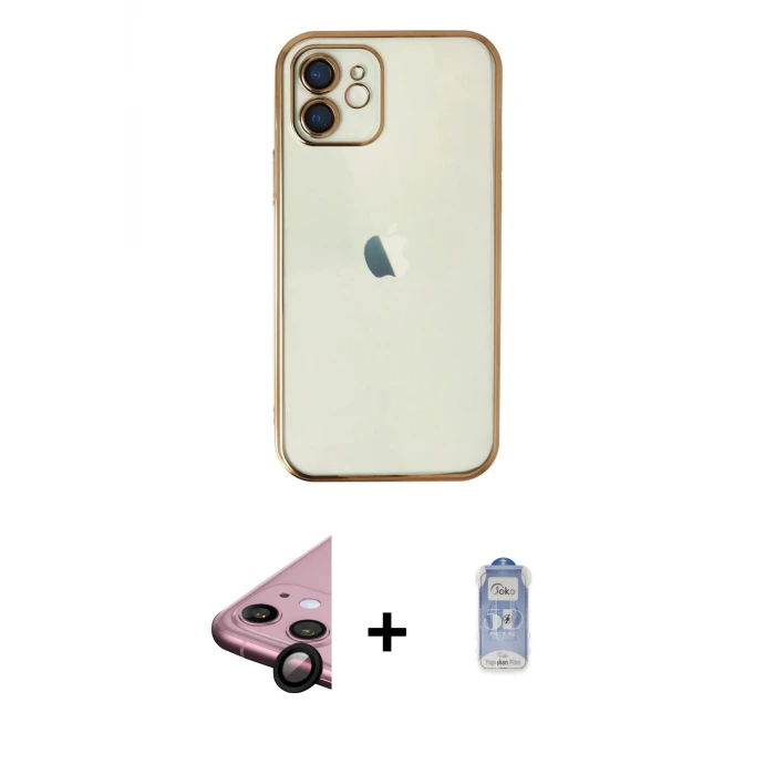 iPhone 11 Kılıf Vadi Minimal - Siyah Joko Magic 5D Cam + Raze Metal Kamera Lens - SH