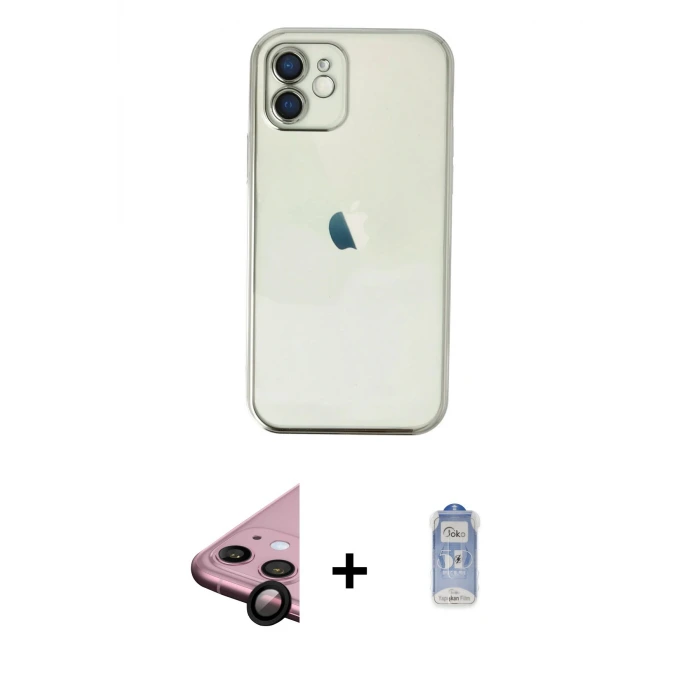 iPhone 11 Kılıf Vadi Minimal - Siyah Joko Magic 5D Cam + Raze Metal Kamera Lens - SH