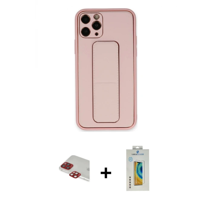 iPhone 11 Pro Max Kılıf Akış Doku - Siyah Polymer Nano Ekran Koruyucu + Pers Alüminyum Kamera Lens - KI