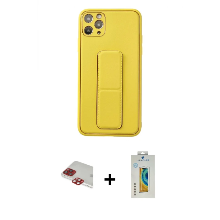iPhone 11 Pro Max Kılıf Akış Doku - Siyah Polymer Nano Ekran Koruyucu + Pers Alüminyum Kamera Lens - KI