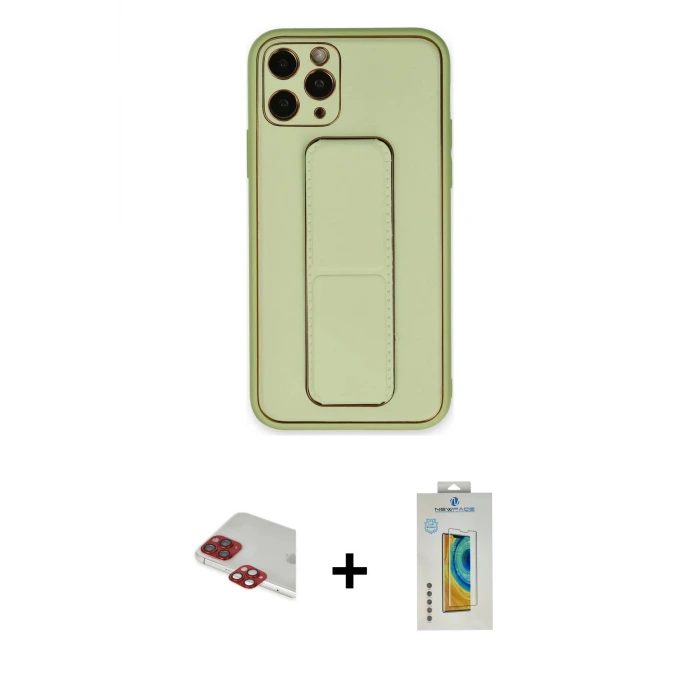iPhone 11 Pro Max Kılıf Akış Doku - Siyah Polymer Nano Ekran Koruyucu + Pers Alüminyum Kamera Lens - KI