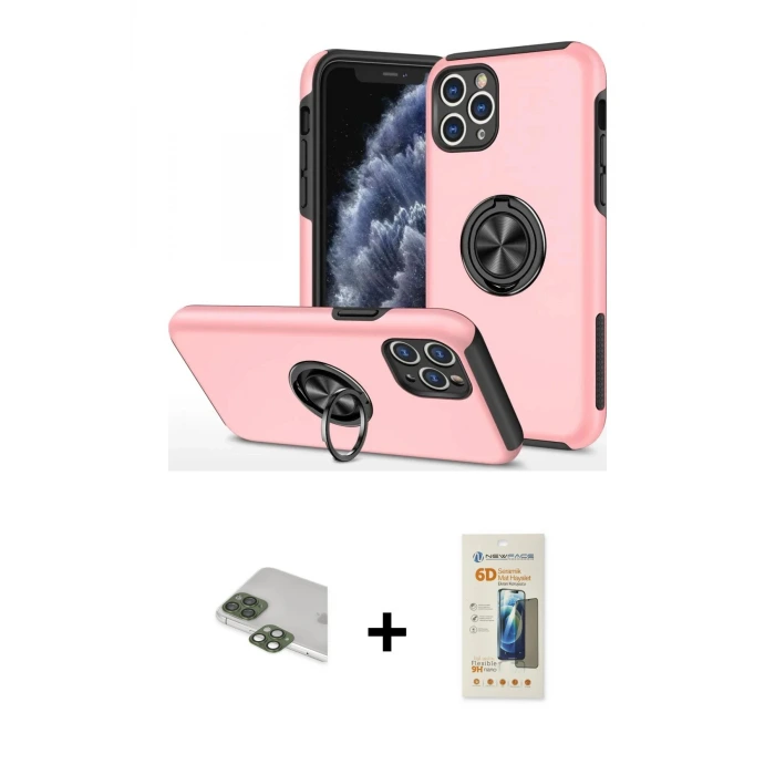 iPhone 11 Pro Max Kılıf Odak Form Prime - Siyah 6D Mat Seramik Hayalet Nano Ekran Koruyucu + Pers Alüminyum Kamera Lens - YL